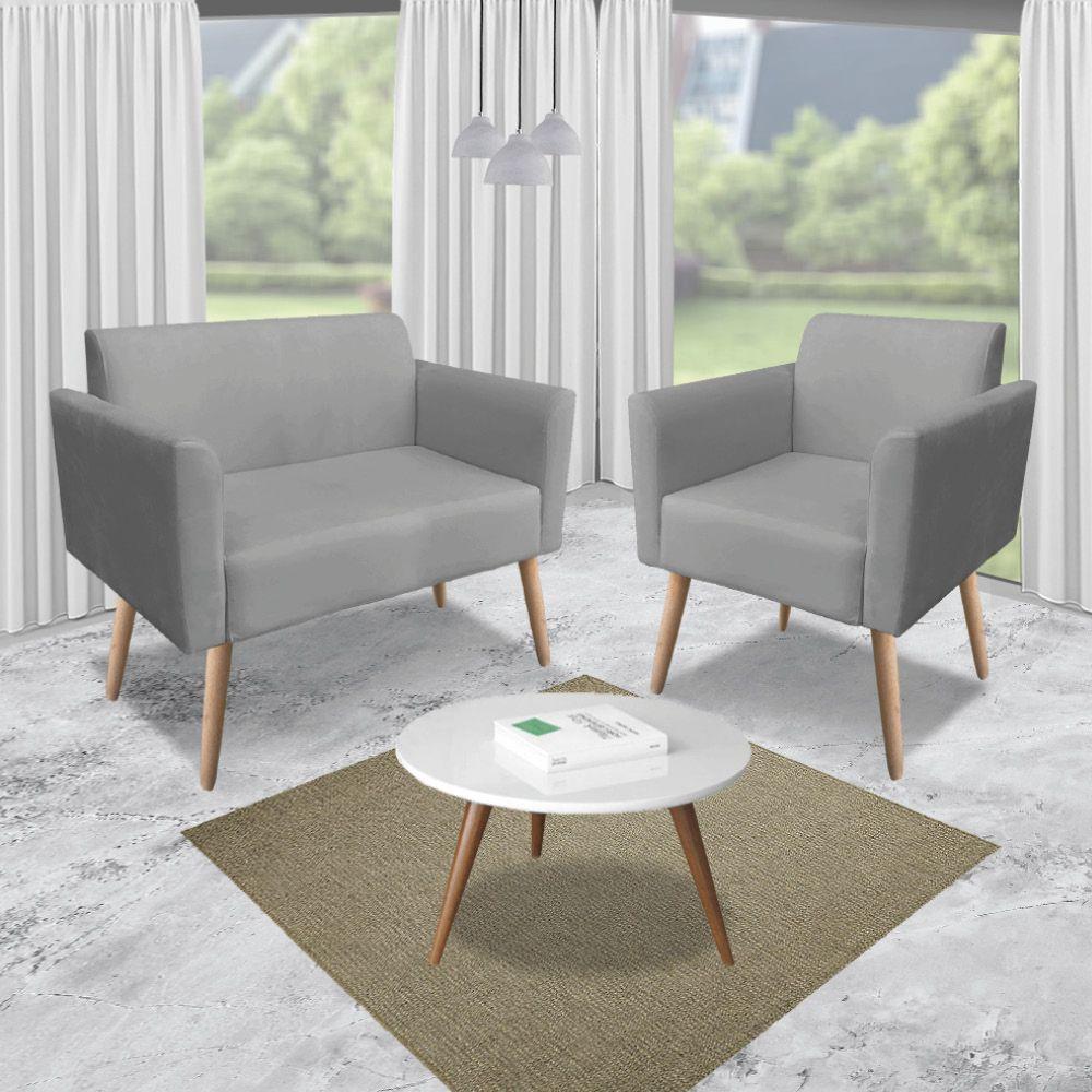 Kit 01 Namoradeira 02 Poltronas Marisa Grafite - 7