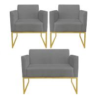 Kit 01 Namoradeira 02 Poltronas Marisa Grafite - 1