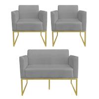 Kit 01 Namoradeira 02 Poltronas Marisa Grafite - 7