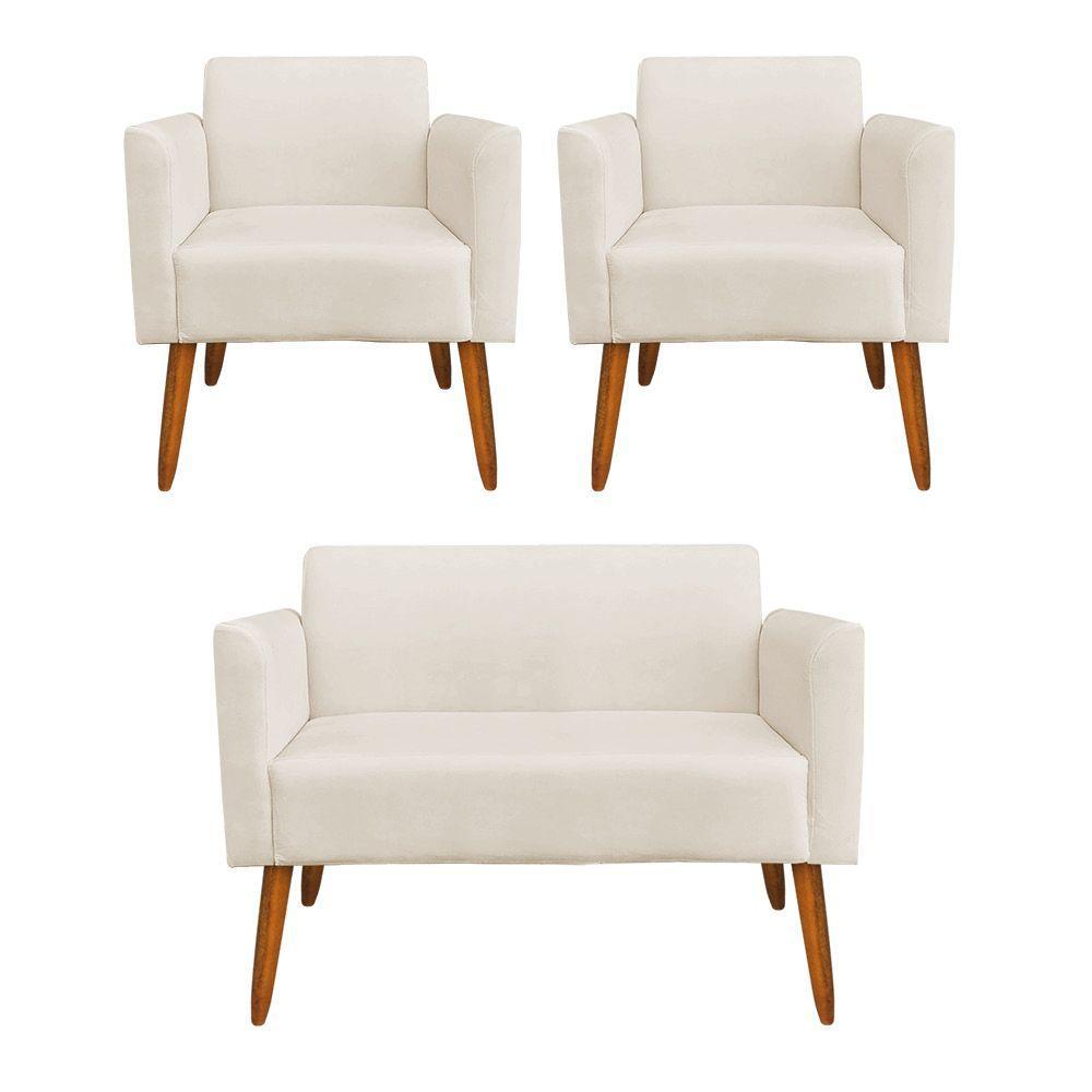 Kit 01 Namoradeira 02 Poltronas Marisa Bege - 3