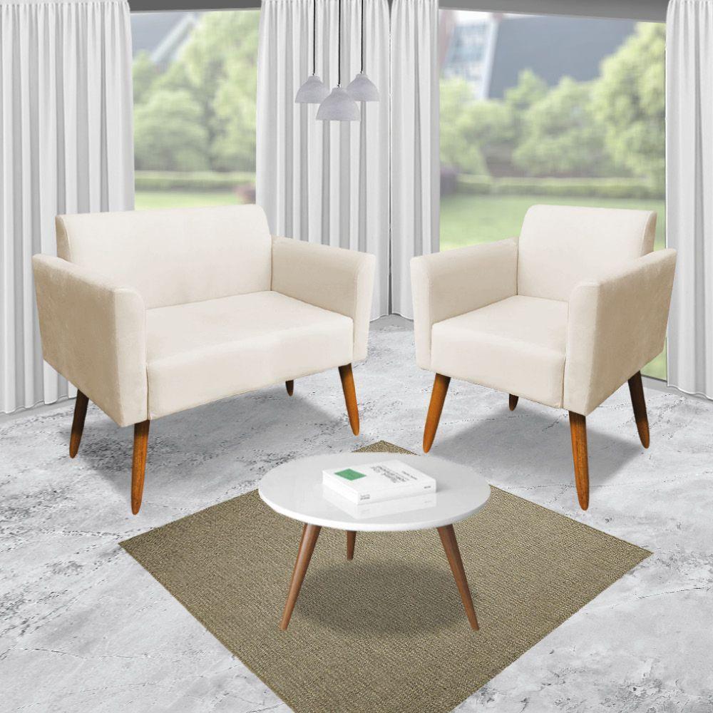 Kit 01 Namoradeira 02 Poltronas Marisa Bege - 8