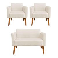 Kit 01 Namoradeira 02 Poltronas Marisa Bege