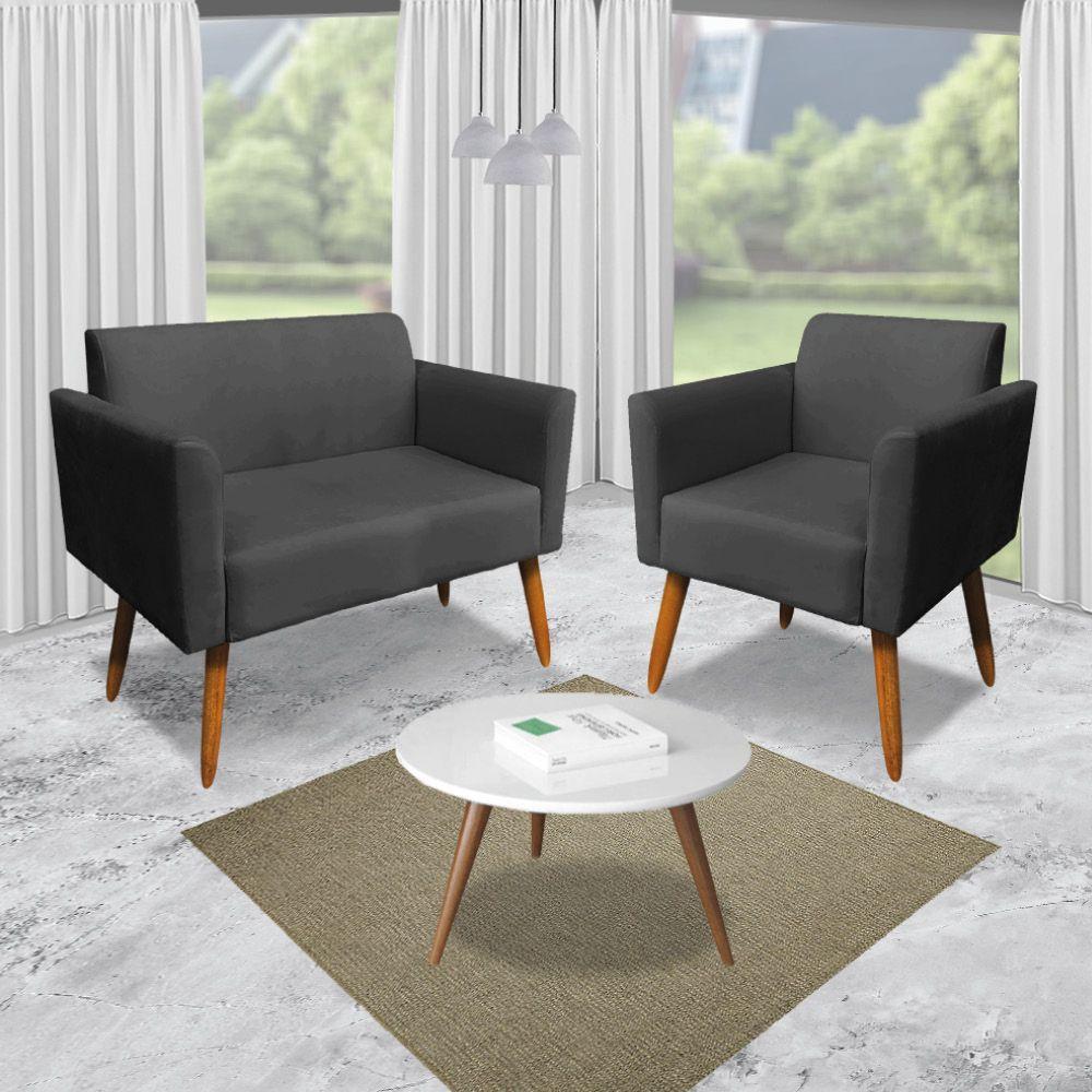 Kit 01 Namoradeira 02 Poltronas Marisa Preto - 7