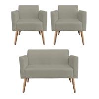 Kit 01 Namoradeira 02 Poltronas Marisa Marrom Rato - 6