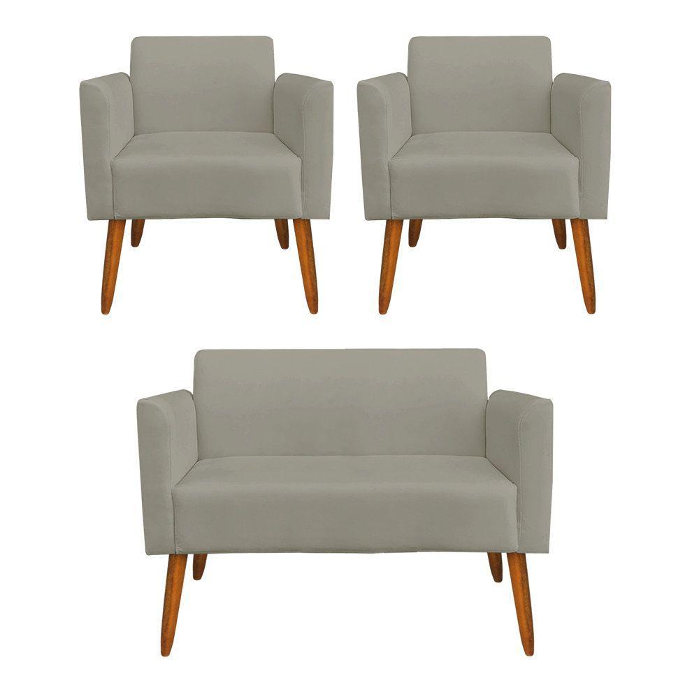 Kit 01 Namoradeira 02 Poltronas Marisa Marrom Rato - 6