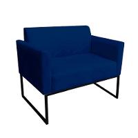 Kit 01 Namoradeira 02 Poltronas Marisa Azul Marinho Preto - 2