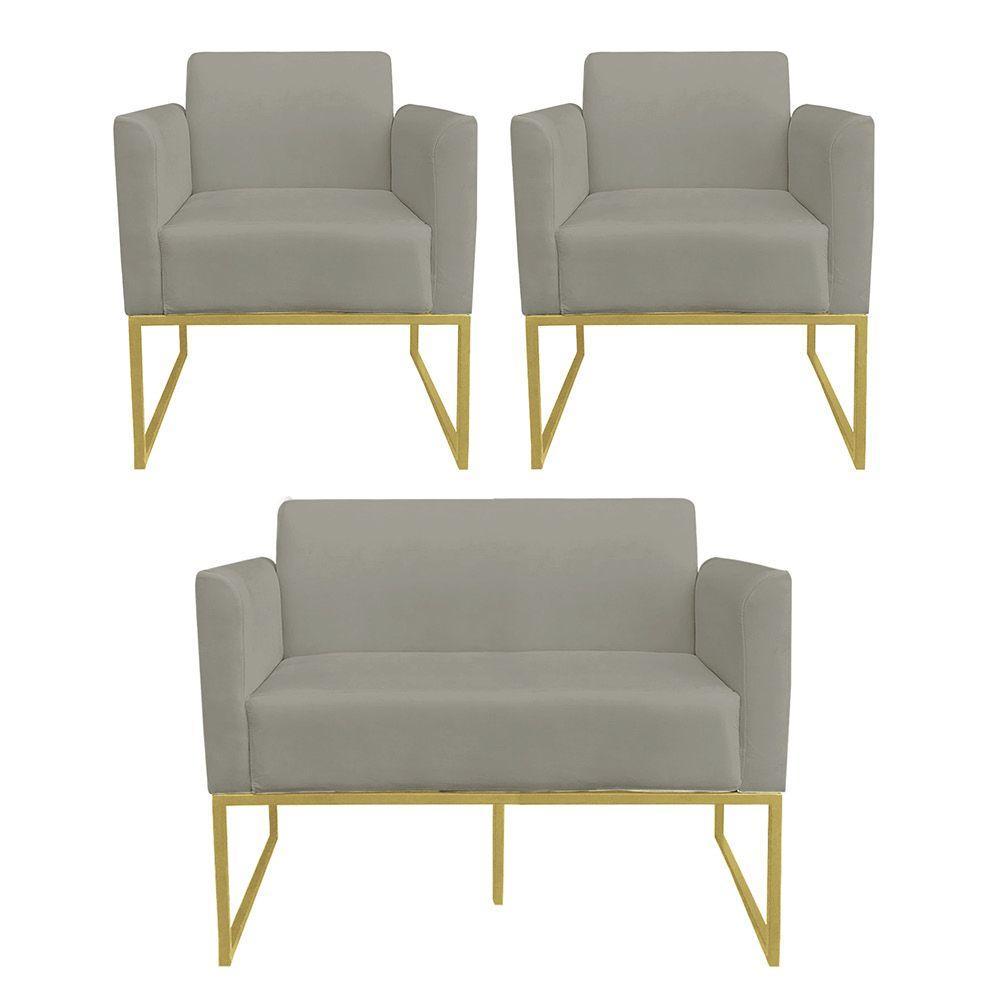 Kit 01 Namoradeira 02 Poltronas Marisa Marrom Rato - 2