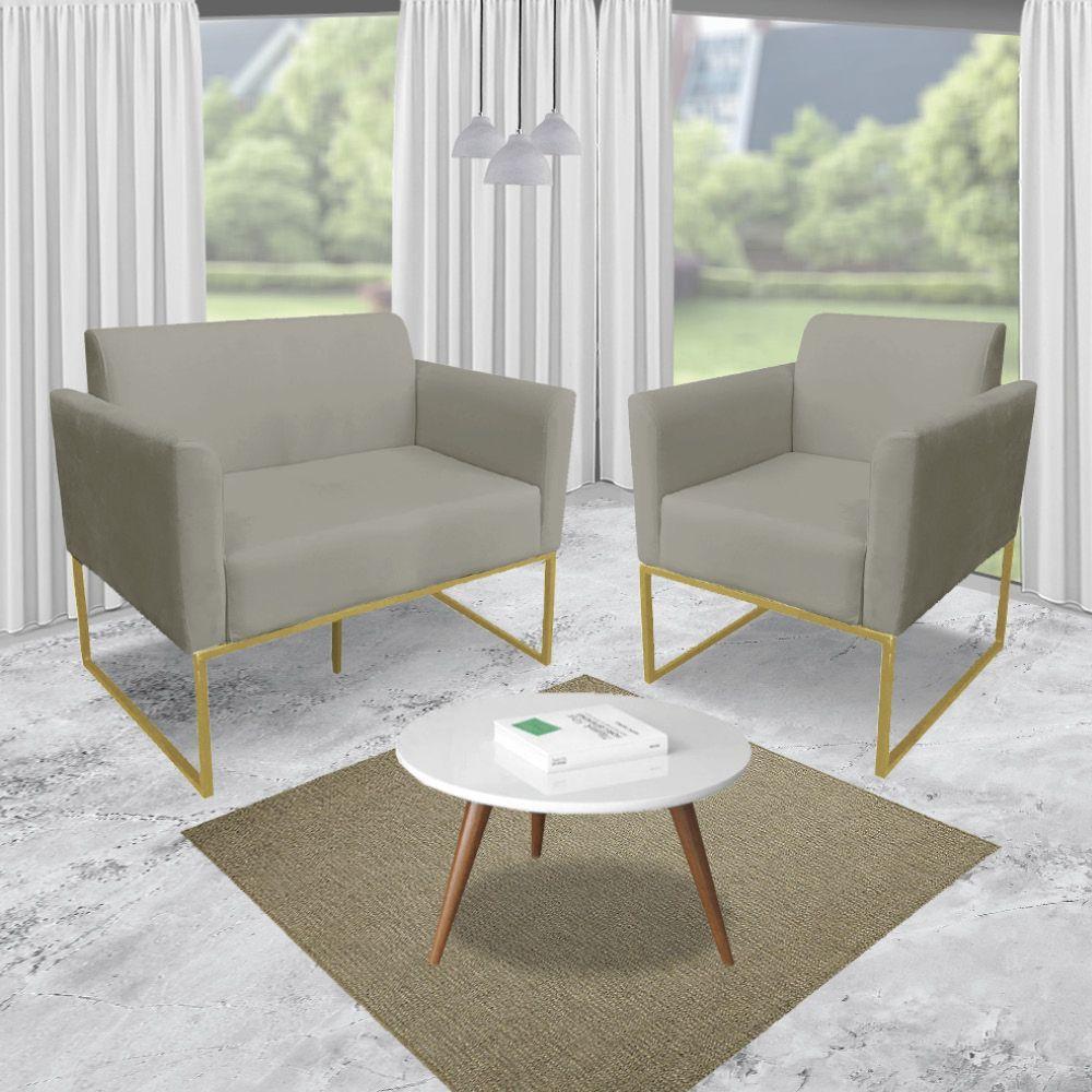 Kit 01 Namoradeira 02 Poltronas Marisa Marrom Rato - 4