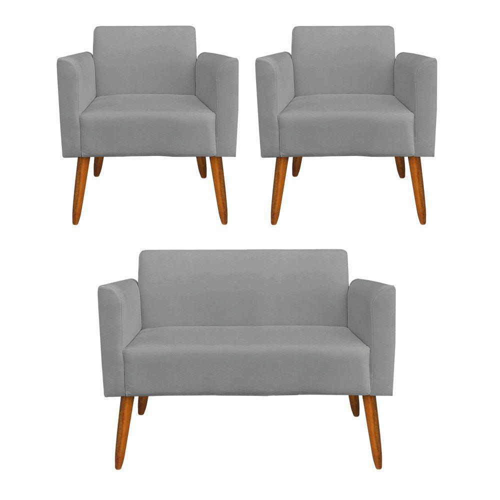 Kit 01 Namoradeira 02 Poltronas Marisa Grafite - 7