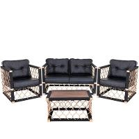 2 Poltronas, 1 Namoradeira E Mesa Centro Madeira - 1