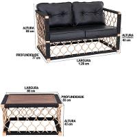 2 Poltronas, 1 Namoradeira E Mesa Centro Madeira - 2