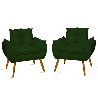 Kit 2 Poltronas Decorativas Opala Suede Verde Balaqui Decor