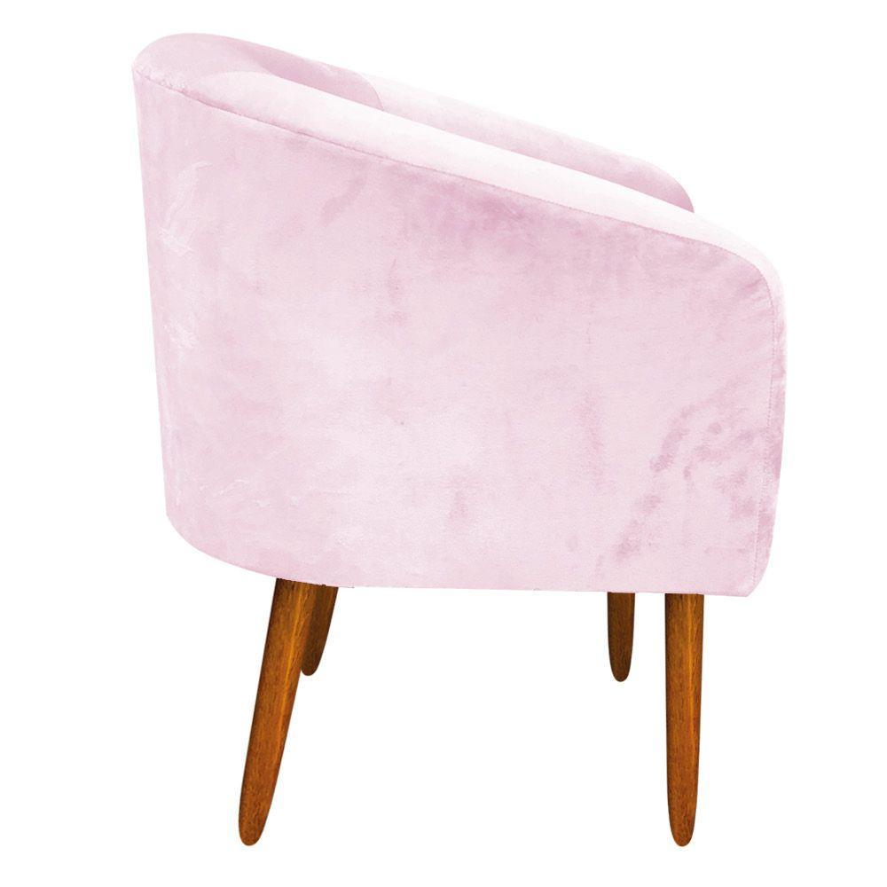 Kit 01 Namoradeira 02 Poltronas Suede Rosa Bebê - 1