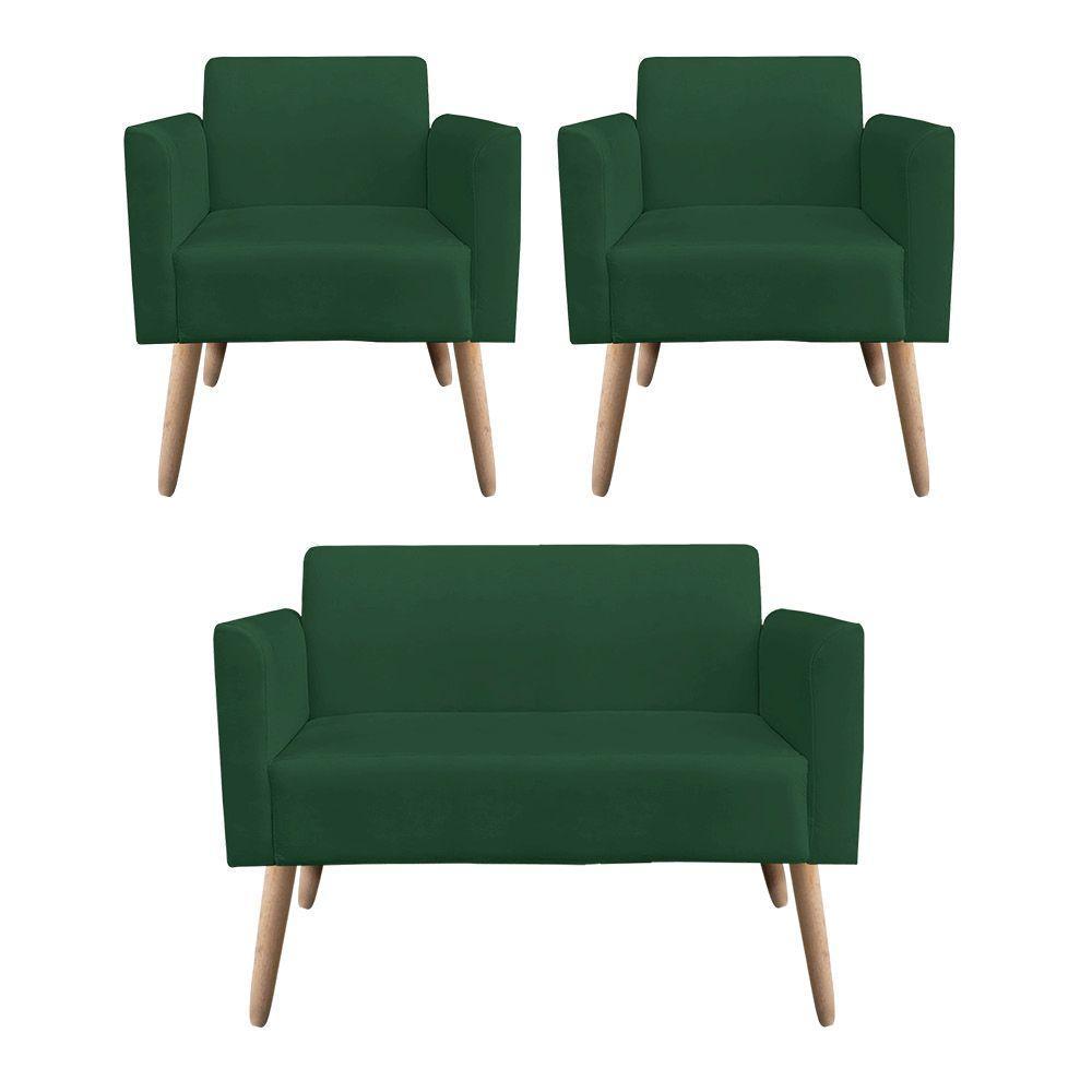 Kit 01 Namoradeira 02 Poltronas Marisa Verde - 7
