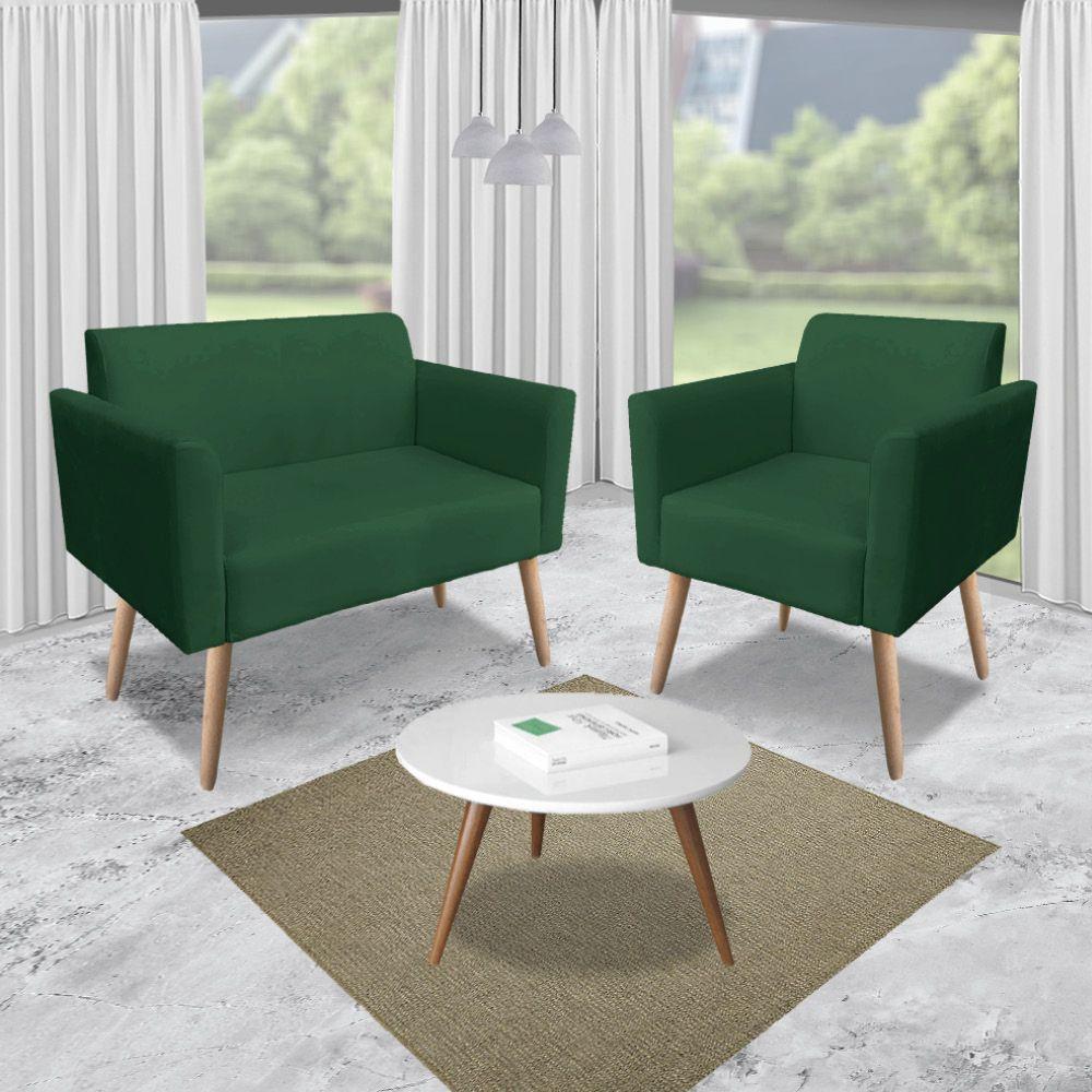 Kit 01 Namoradeira 02 Poltronas Marisa Verde - 9