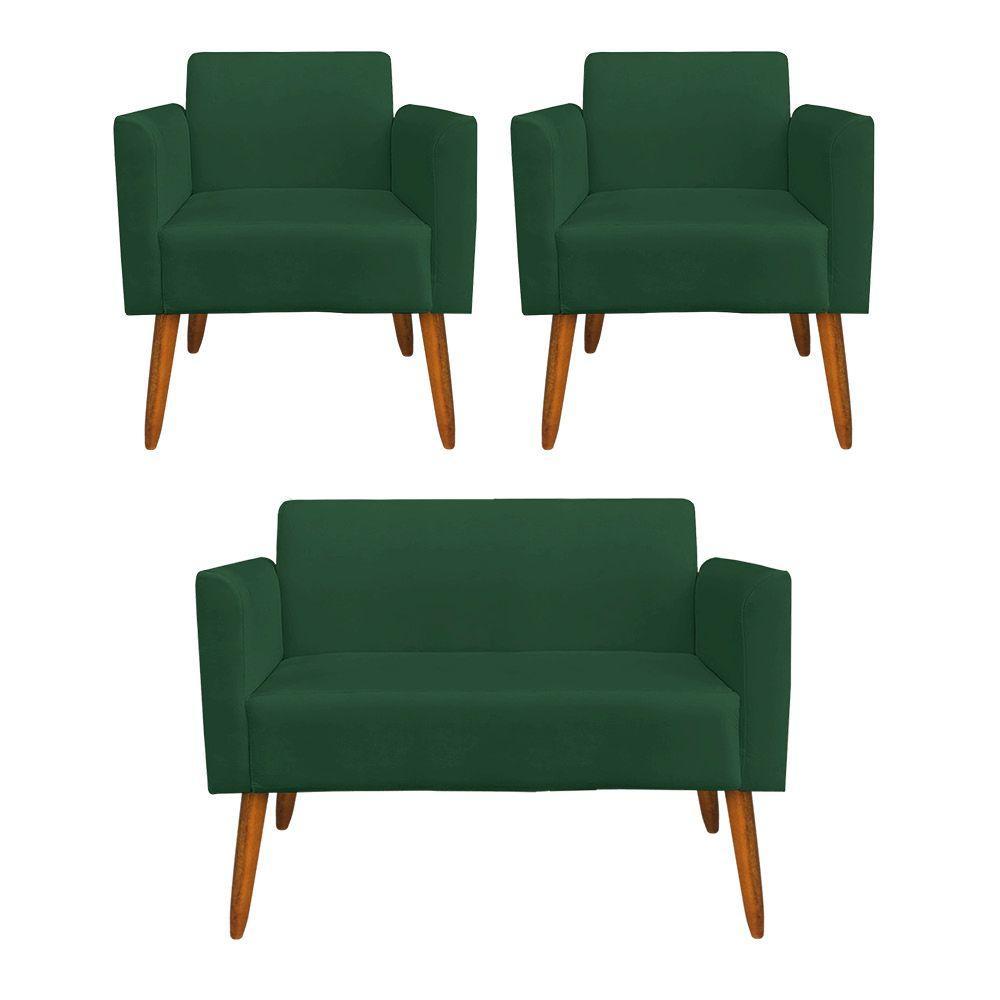 Kit 01 Namoradeira 02 Poltronas Marisa Verde - 8