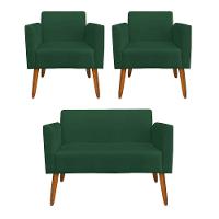 Kit 01 Namoradeira 02 Poltronas Marisa Verde - 8