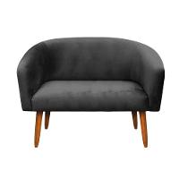 Kit 01 Namoradeira 02 Poltronas Suede Preto - 7