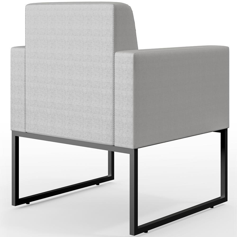 Kit 02 Poltronas Base Fixa De Metal Facto Cinza Metalizado - 3