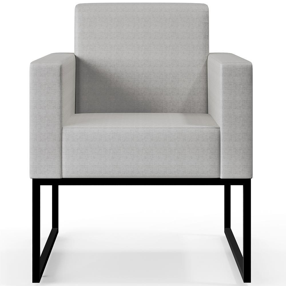 Kit 02 Poltronas Base Fixa De Metal Facto Cinza Metalizado - 4