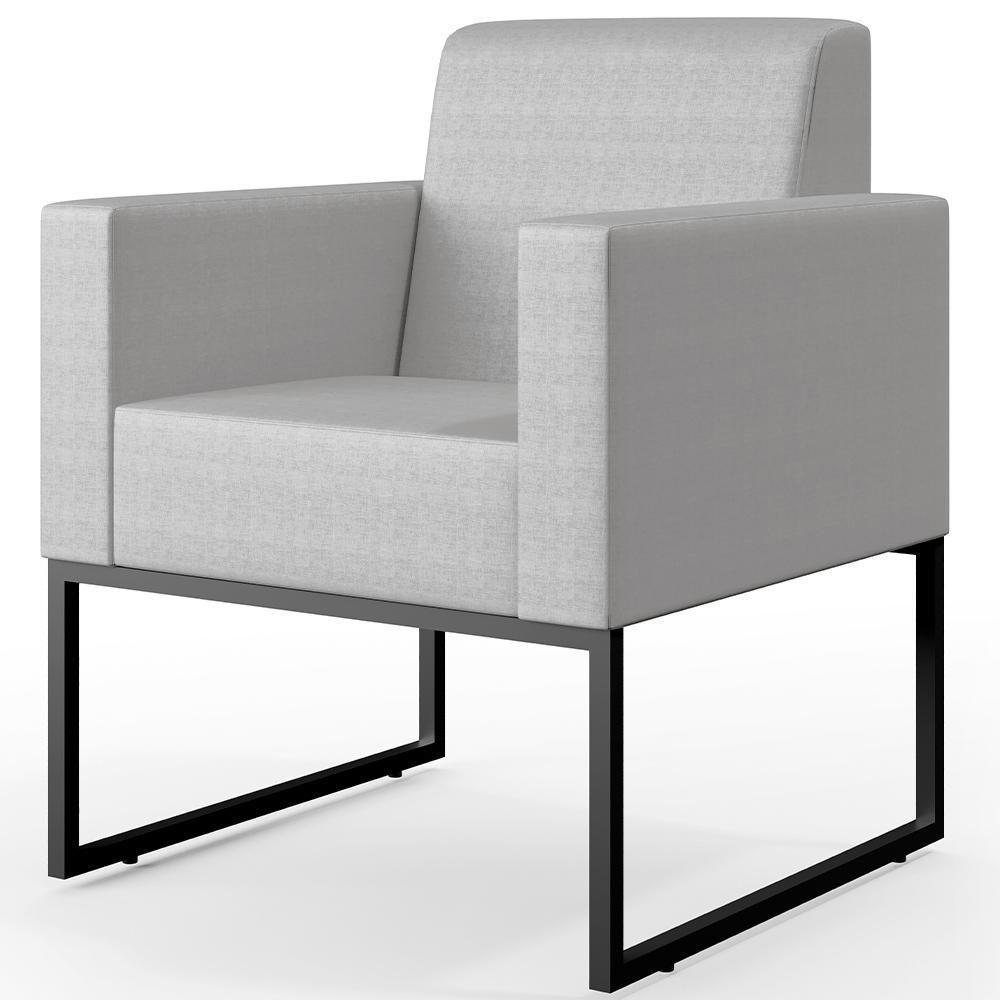 Kit 02 Poltronas Base Fixa De Metal Facto Cinza Metalizado - 7