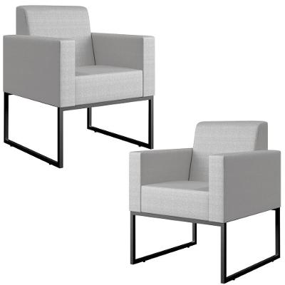 Kit 02 Poltronas Fixa Helô L02 Facto Cinza Metalizado Lyam Decor