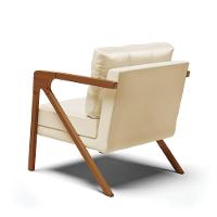 Kit 02 Poltronas Corino Base De Madeira Castanho Bege - 5