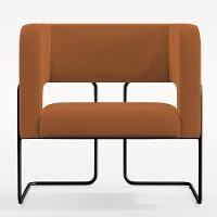 Kit 02 Poltronas Base De Aço Preto Veludo Telha C-262