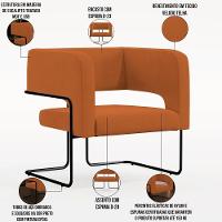 Kit 02 Poltronas Base De Aço Preto Veludo Telha C-262 - 6