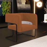 Kit 02 Poltronas Base De Aço Preto Veludo Telha C-262 - 8