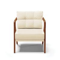 Kit 02 Poltronas Veludo Bege Base De Madeira Castanho - 7