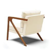 Kit 02 Poltronas Veludo Base De Madeira Castanho Bege - 5