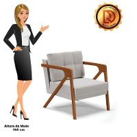 Kit 02 Poltronas Veludo Cinza Base De Madeira Castanho - 7