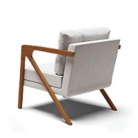 Kit 02 Poltronas Veludo Cinza Base De Madeira Castanho - 9