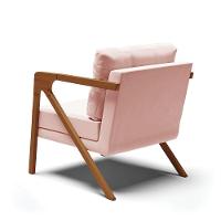 Kit 02 Poltronas Veludo Base De Madeira Castanho Rose - 5