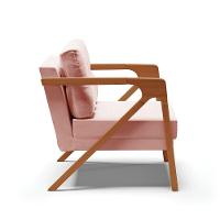 Kit 02 Poltronas Veludo Base De Madeira Castanho Rose - 6