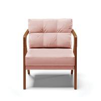 Kit 02 Poltronas Veludo Base De Madeira Castanho Rose - 7