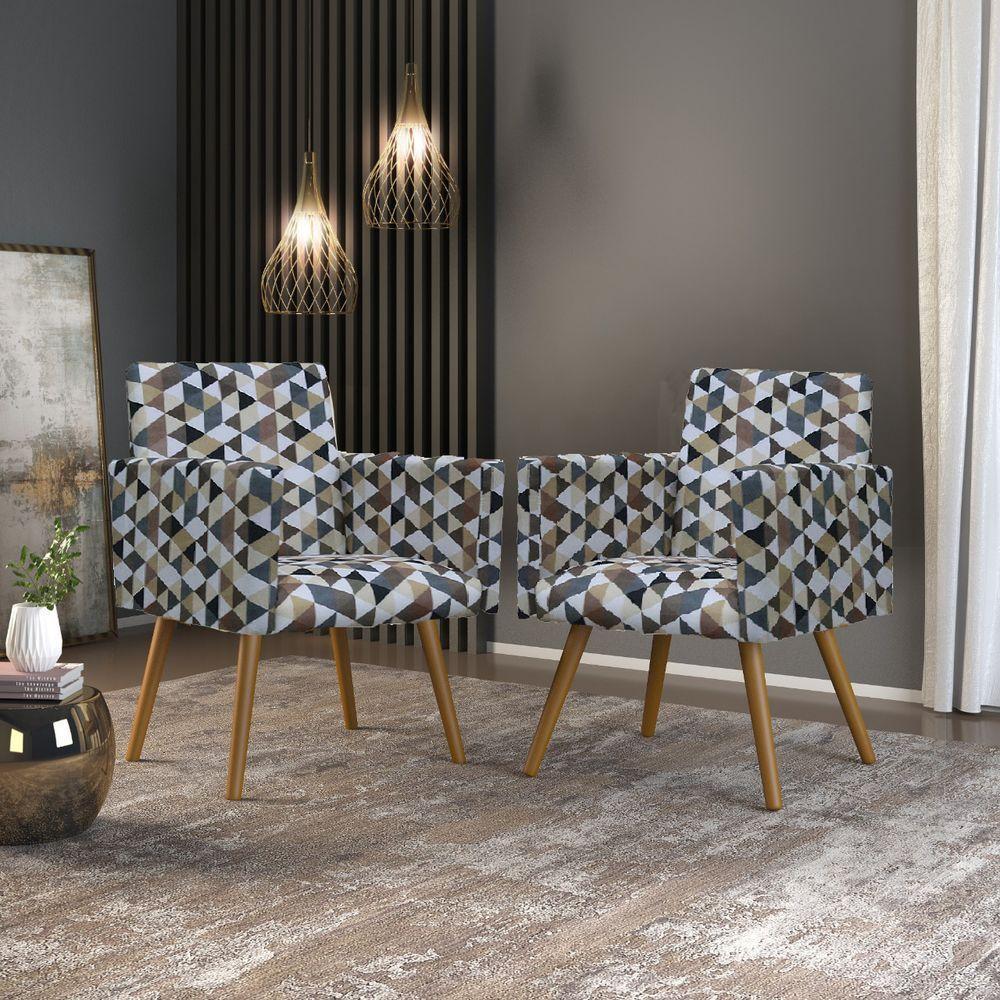 Kit 02 Poltronas Decorativas Com Estampa Triangulo - 1