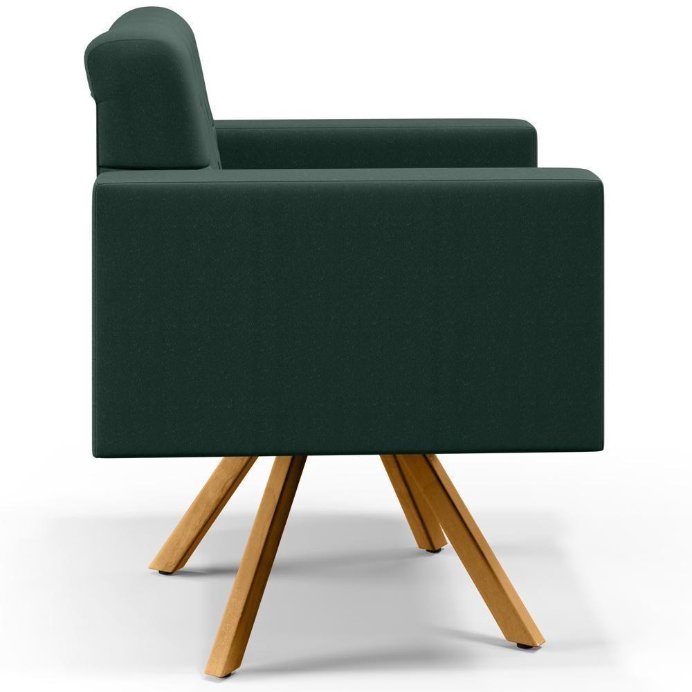 Kit 02 Poltronas Giratórias Capitonê Linho Verde Musgo - 4