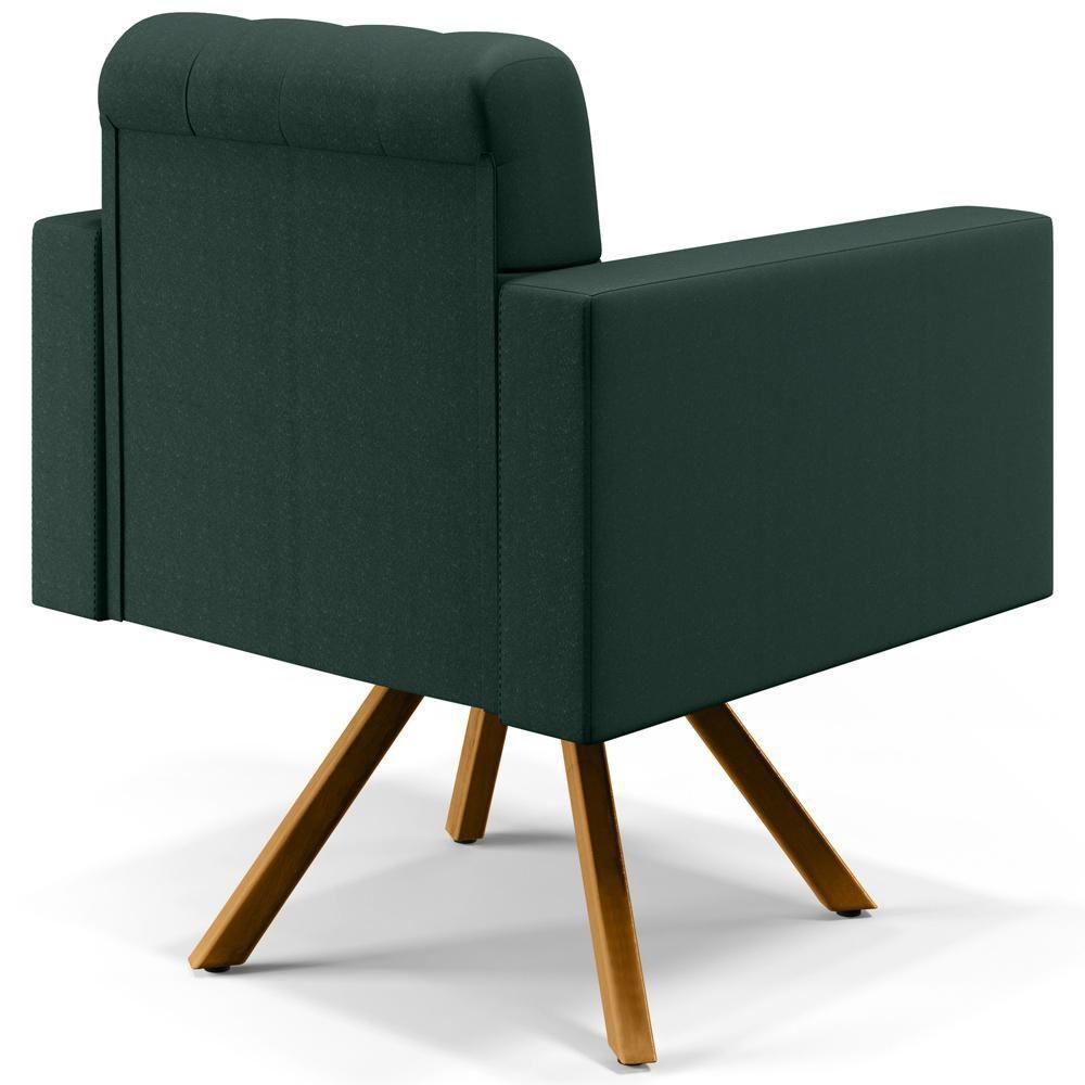Kit 02 Poltronas Giratórias Capitonê Linho Verde Musgo - 8