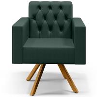 Kit 02 Poltronas Giratórias Capitonê Linho Verde Musgo - 3