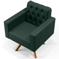 Kit 02 Poltronas Giratórias Capitonê Linho Verde Musgo - 5