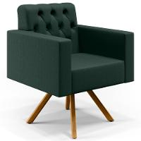 Kit 02 Poltronas Giratórias Capitonê Linho Verde Musgo - 7