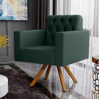 Kit 02 Poltronas Giratórias Capitonê Linho Verde Musgo - 9