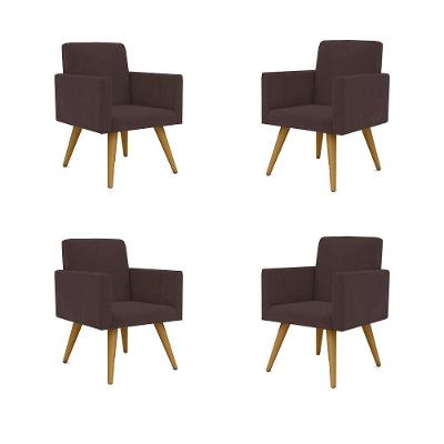 Kit 04 Poltronas Decorativa Recepção Balaqui Decor Cor:marrom