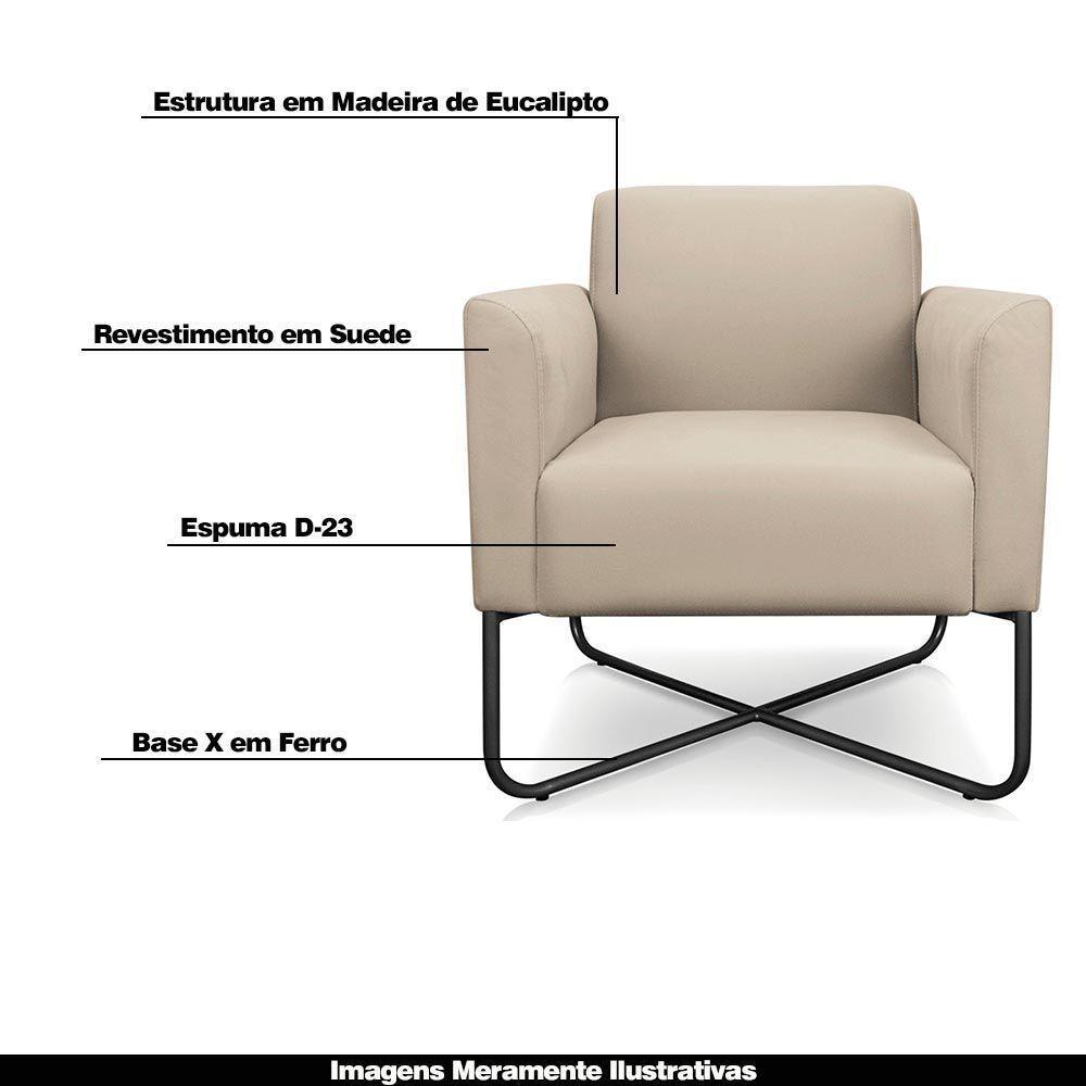 Kit 2 Poltronas Isabella Base X Suede Bege preto - 8
