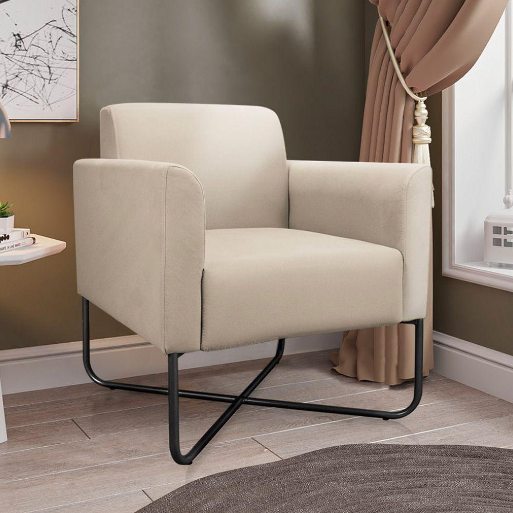 Kit 2 Poltronas Isabella Base X Suede Bege preto - 11