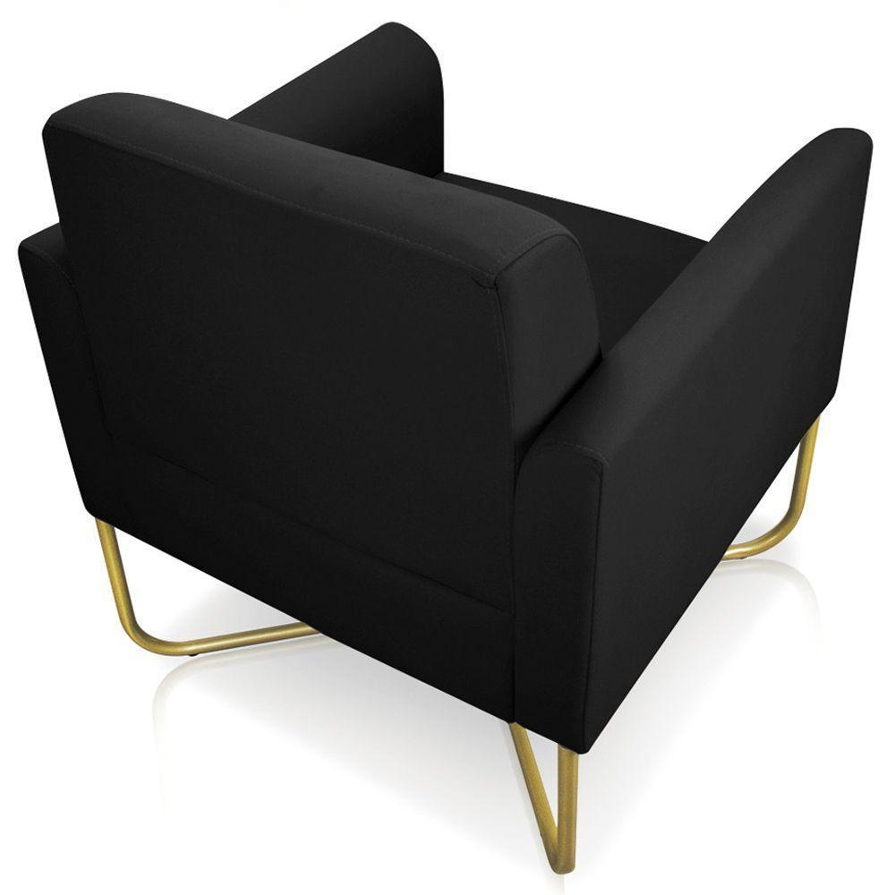 Kit 2 Poltronas Isabella Base X Suede Preto dourado - 2