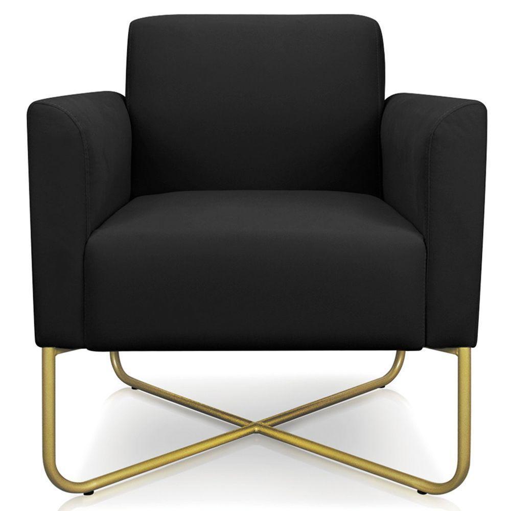 Kit 2 Poltronas Isabella Base X Suede Preto dourado - 5