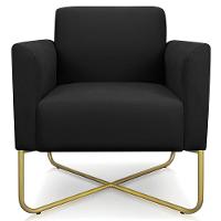 Kit 2 Poltronas Isabella Base X Suede Preto dourado - 5